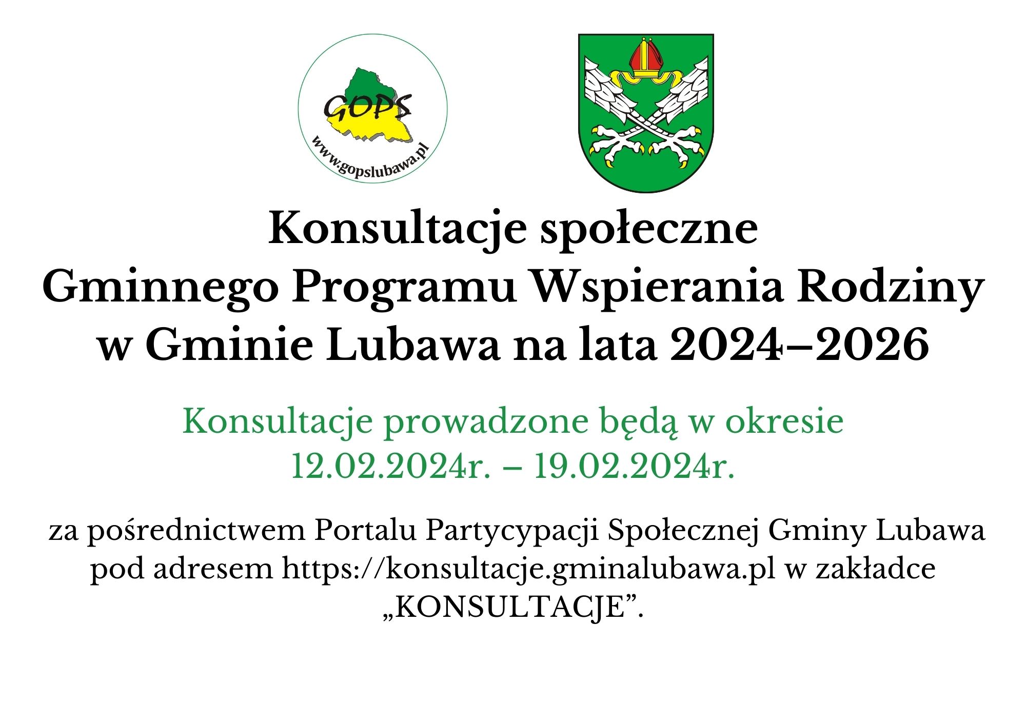Ilustracja do informacji: Zaproszenie do konsultacji - Gminnego Programu Wspierania Rodziny w Gminie Lubawa na lata 2024–2026